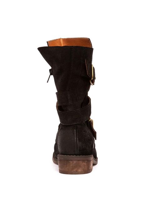 Bota Mujer De Cuero Paola Negro C4-2