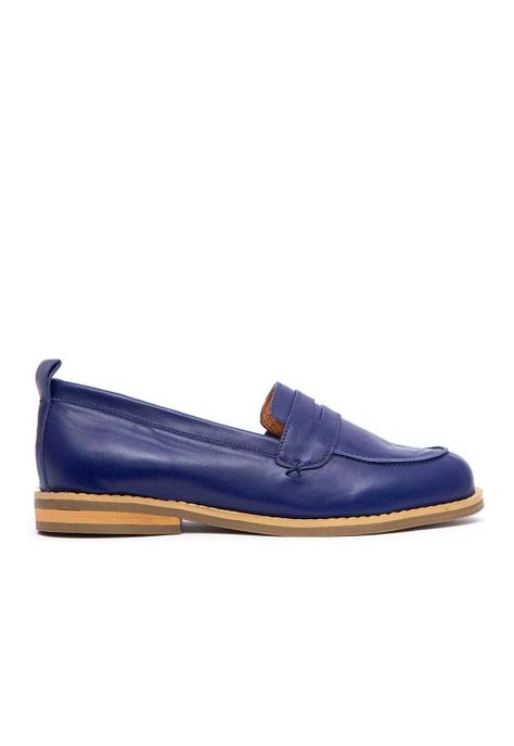 Mocasin Mujer De Cuero Coligue C14 Azul-0