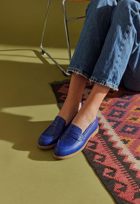 Mocasin Mujer De Cuero Coligue C14 Azul-1