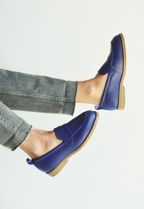 Mocasin Mujer De Cuero Coligue C14 Azul-6