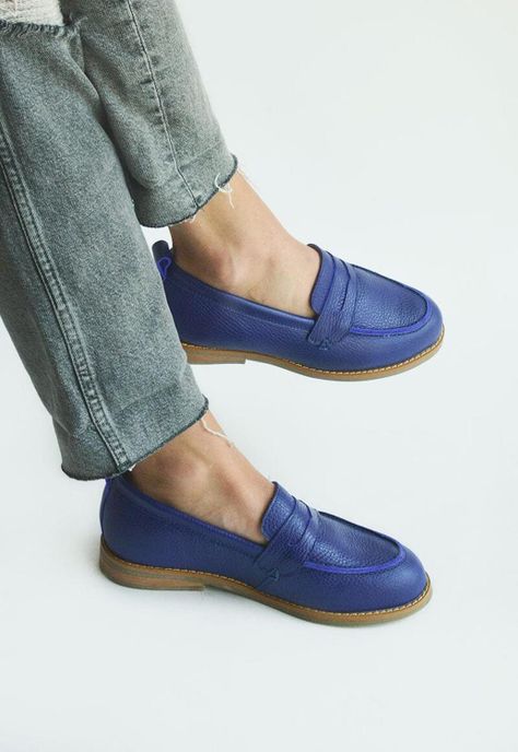 Mocasin Mujer De Cuero Coligue C14 Azul-7