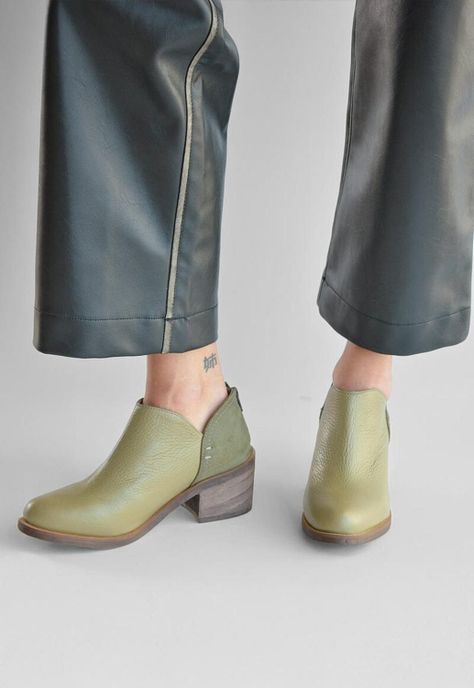 Botin Mujer De Cuero Vinago C32 Verde-6