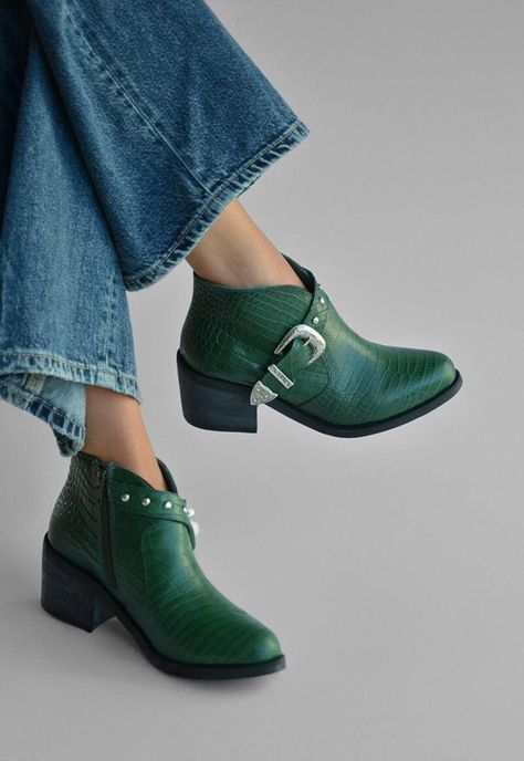 Botin Mujer De Cuero Berta C5 Verde-5