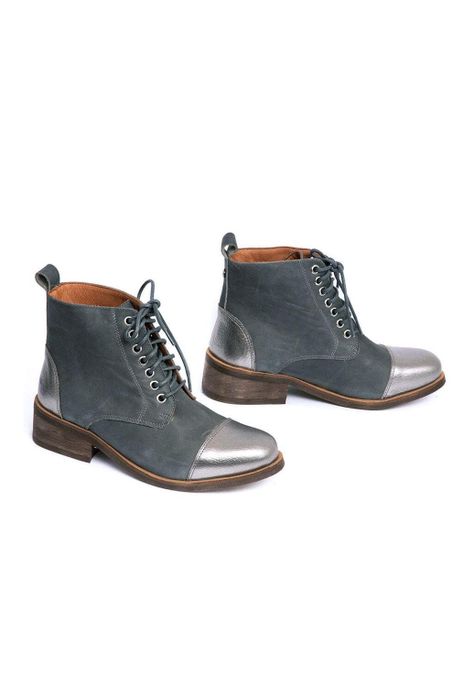 Botin Mujer De Cuero Aretha Gris C3-2