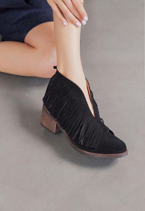Botin Mujer De Cuero Jane Negro C1-1