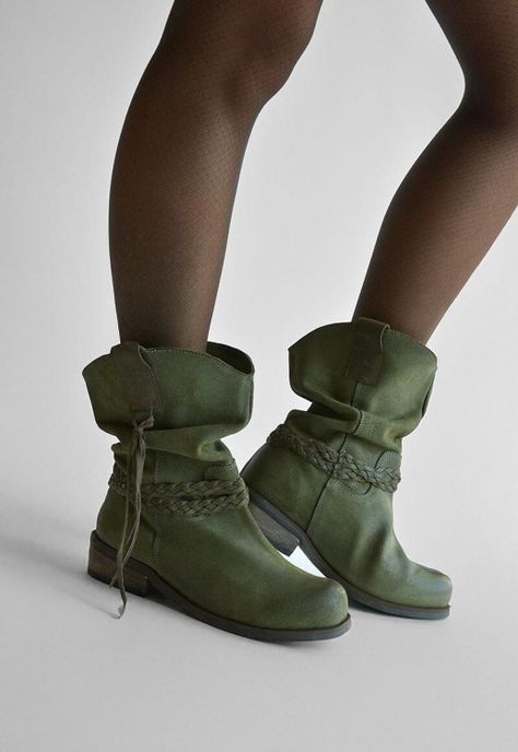 Bota Mujer De Cuero Camila Verde C3-1