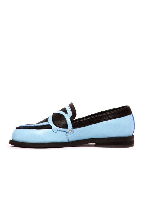 Mocasin Barbie De Cuero Kitty Negro Celeste C2-3