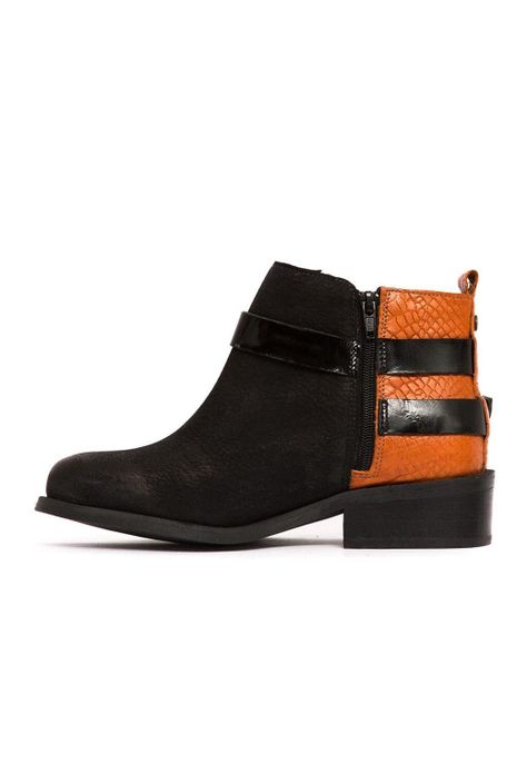 Botin Mujer De Cuero Laura C5 Negro Naranjo-2