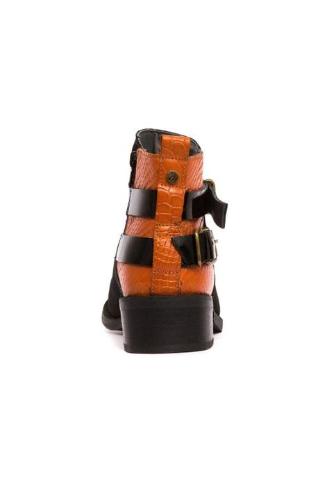 Botin Mujer De Cuero Laura C5 Negro Naranjo-3