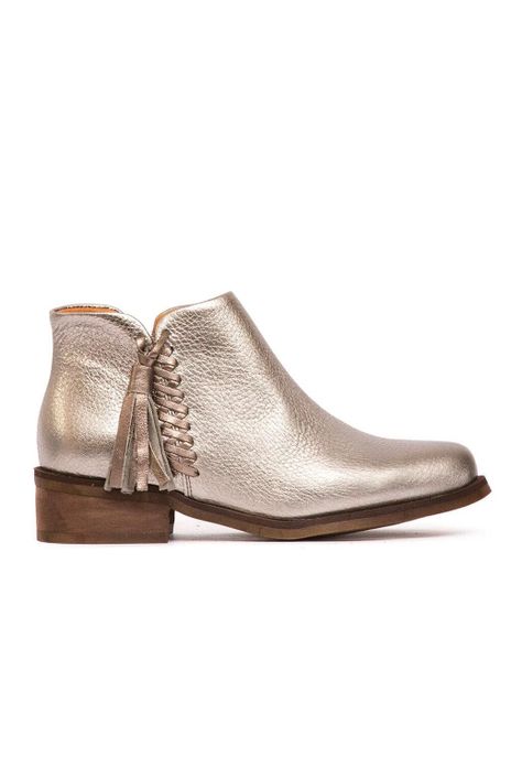 Botin Mujer De Cuero Virginia Metálico C3-0