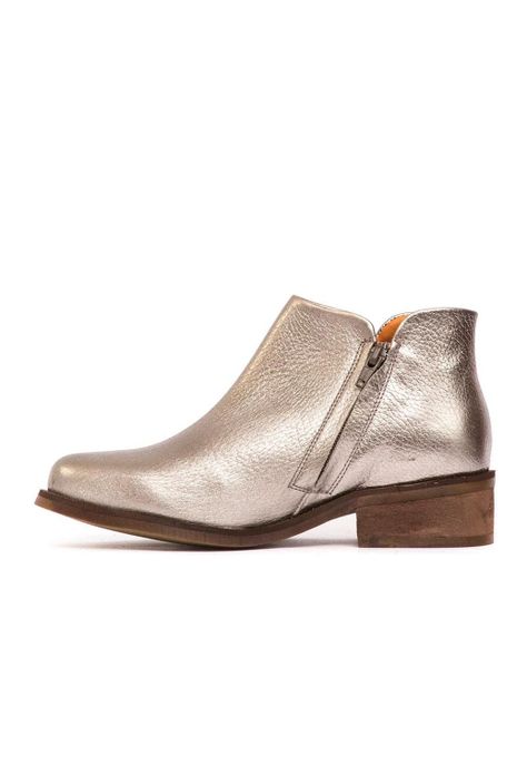 Botin Mujer De Cuero Virginia Metálico C3-3