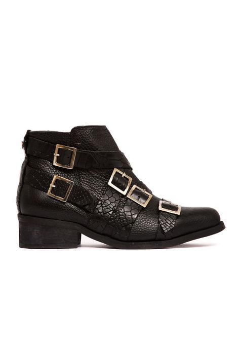 Botin Mujer De Cuero Zaha C1 Negro -0