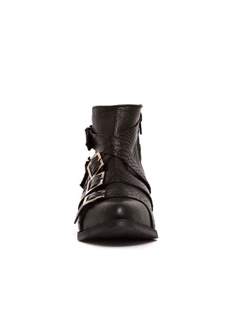 Botin Mujer De Cuero Zaha C1 Negro -2
