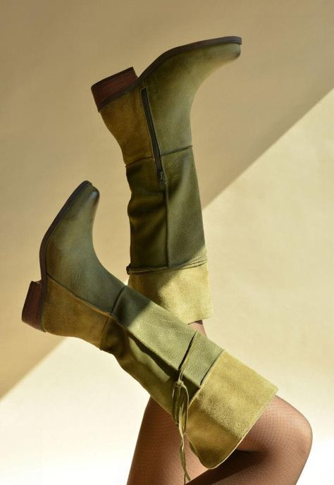 Bota Mujer De Cuero Jade Verde C3-6