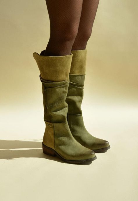 Bota Mujer De Cuero Jade Verde C3-7