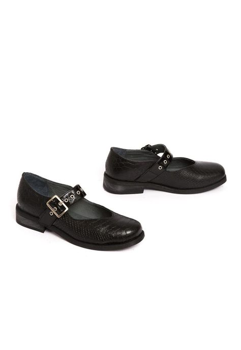Zapato Mujer De Cuero Malala Negro C4-5