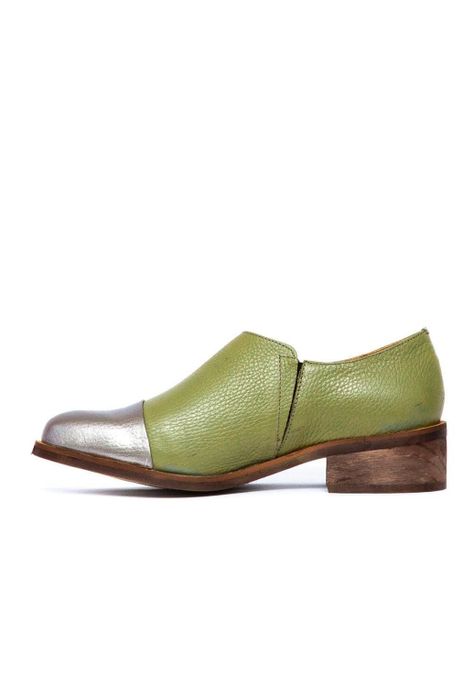 Zapato Mujer De Cuero Homero C30 Verde Metálico-3