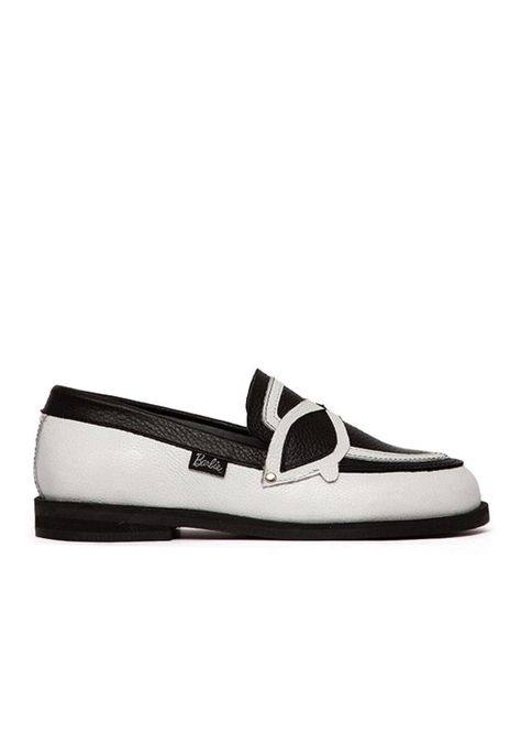 Mocasin Barbie De Cuero Kitty Negro Blanco C1-0