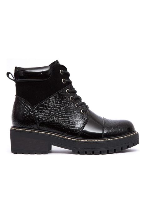 Botin Mujer De Cuero Egotelo Negro C7-0