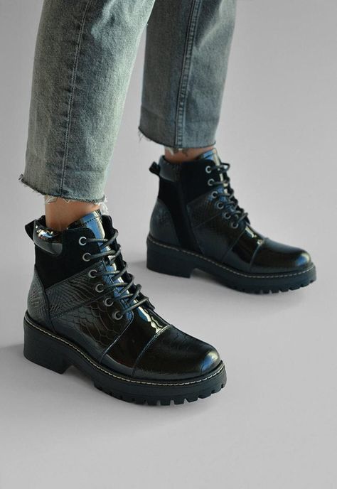 Botin Mujer De Cuero Egotelo Negro C7-1