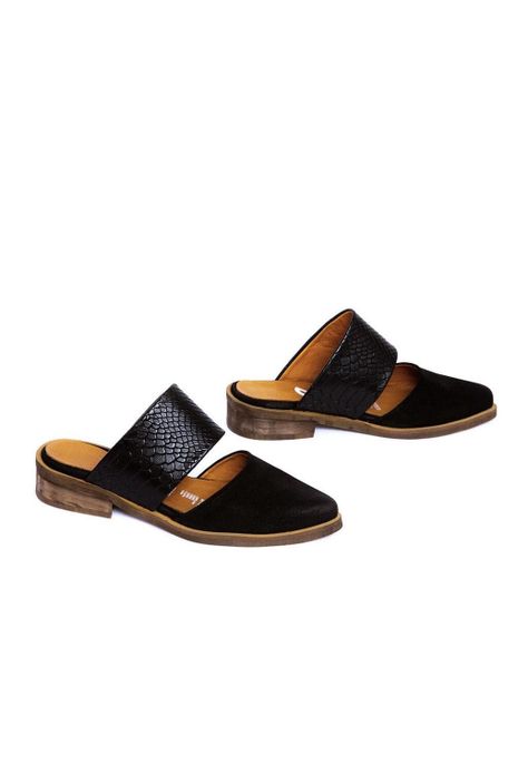Babucha Mujer De Cuero Gaviota C46 Negro-5