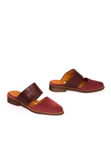 Babucha Mujer De Cuero Gaviota Burdeo C48-5