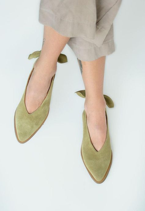 Zapato Mujer De Cuero Guindo C12 Verde-6