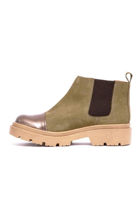 Botin Mujer De Cuero Celia C2 Verde Metálico-4