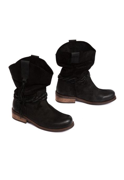 Bota Mujer De Cuero Camila Negro C1-5