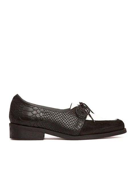 Zapato Mujer De Cuero Indira Blanco Negro C4-0