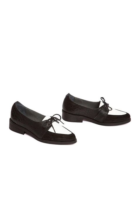 Zapato Mujer De Cuero Indira Blanco Negro C4-5
