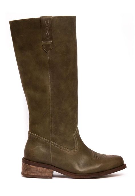 Bota Mujer De Cuero Fatima Verde C3-0