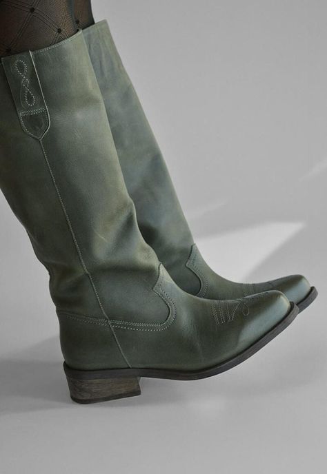 Bota Mujer De Cuero Fatima Verde C3-1