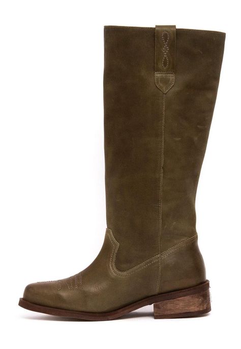 Bota Mujer De Cuero Fatima Verde C3-4