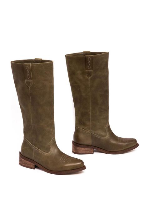Bota Mujer De Cuero Fatima Verde C3-6