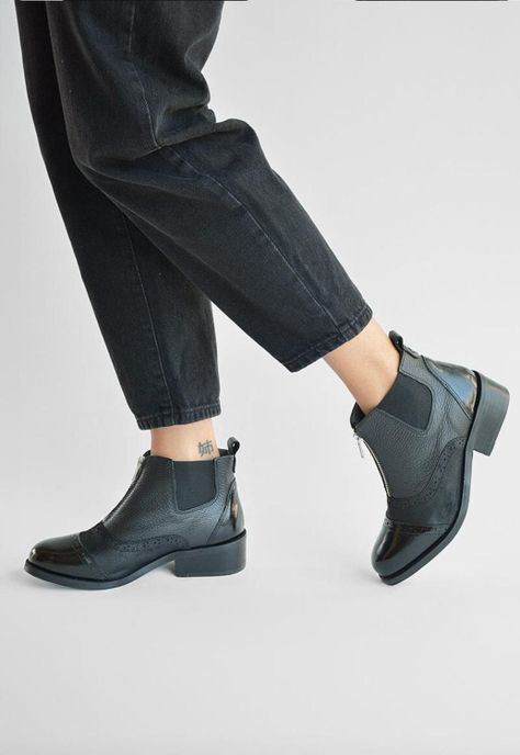 Botin Mujer De Cuero Diana C1 Negro -1