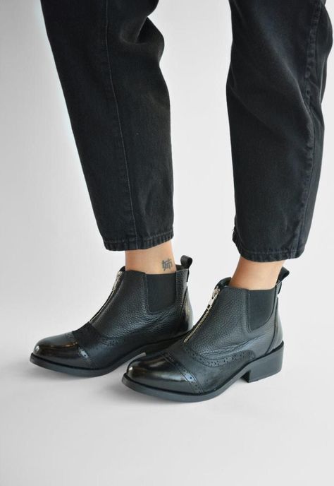 Botin Mujer De Cuero Diana C1 Negro -6