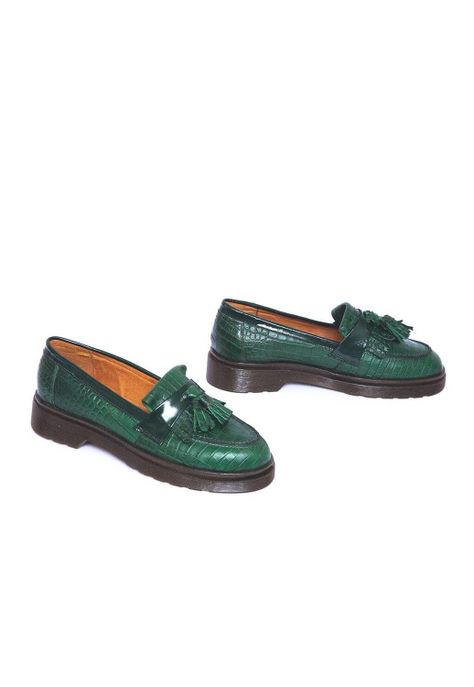 Mocasin Mujer De Cuero Matilde Verde C9-5
