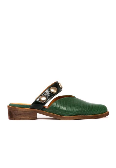 Babucha Mujer De Cuero Pibi C47 Verde-0