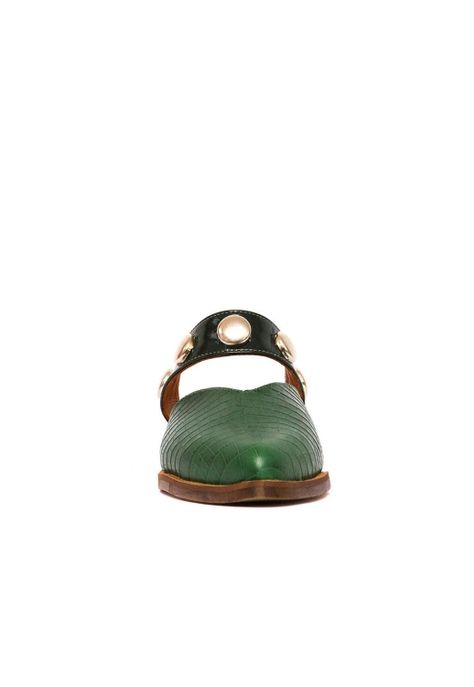 Babucha Mujer De Cuero Pibi C47 Verde-2