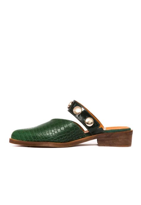 Babucha Mujer De Cuero Pibi C47 Verde-3