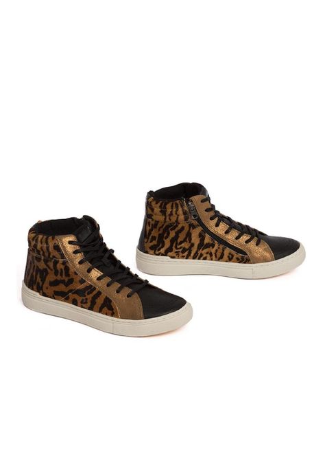 Zapatilla Mujer De Cuero Miriam Print C1-5