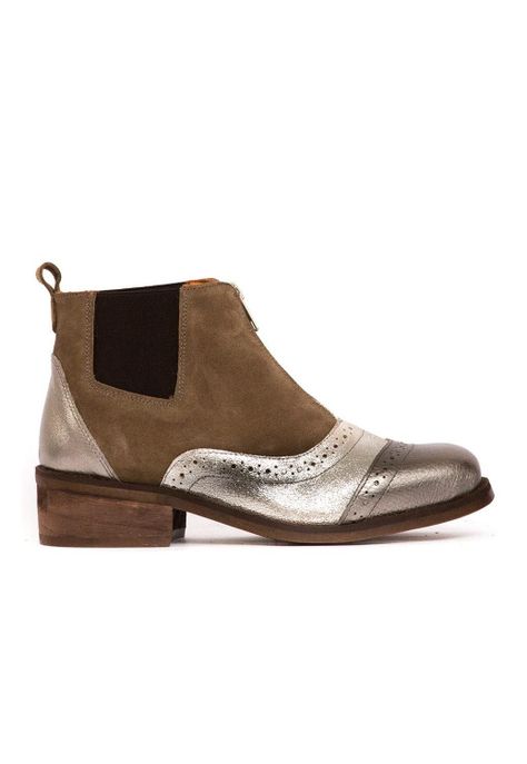 Botin Mujer De Cuero Diana Metálico C4-0