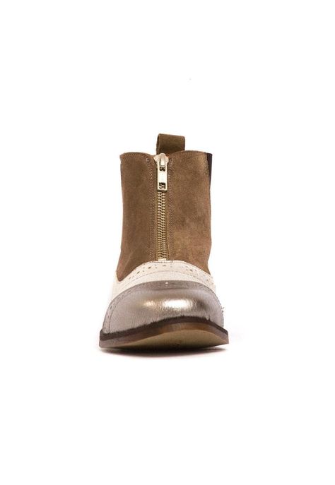 Botin Mujer De Cuero Diana Metálico C4-2