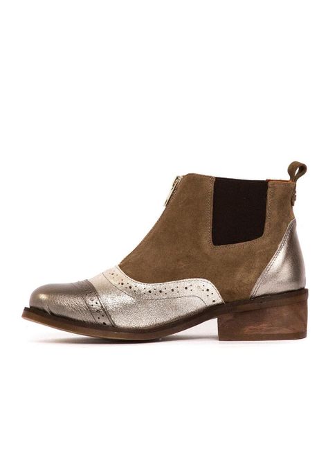 Botin Mujer De Cuero Diana Metálico C4-3