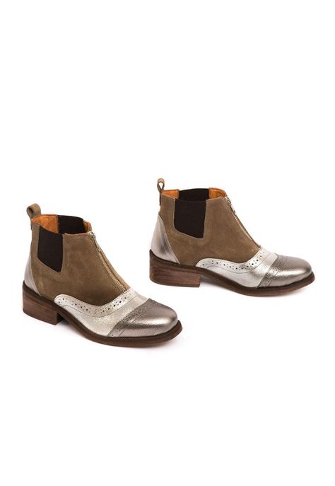 Botin Mujer De Cuero Diana Metálico C4-5