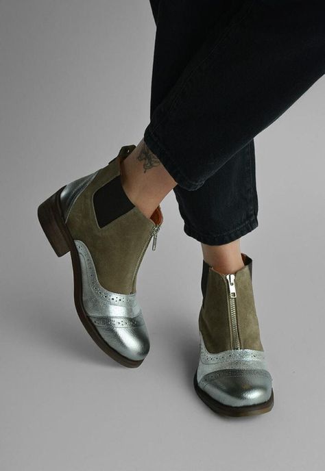 Botin Mujer De Cuero Diana Metálico C4-6