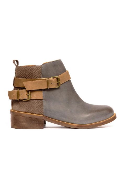 Botin Mujer De Cuero Laura C6 Gris Taupe-0