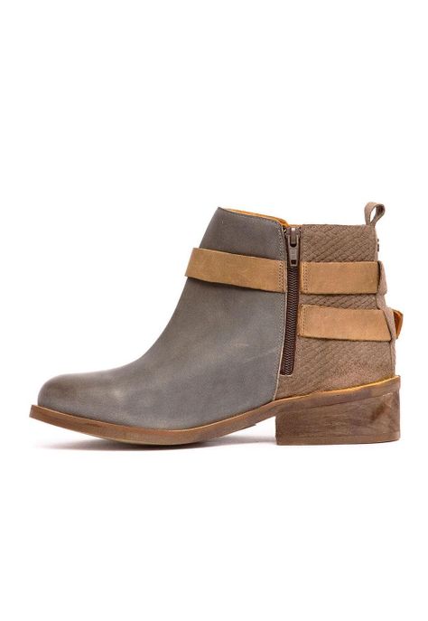 Botin Mujer De Cuero Laura Gris Taupe C6-3