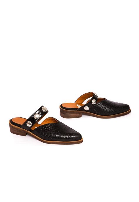 Babucha Mujer De Cuero Pibi Negro C45-5